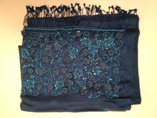 Blue Pashmina / Silk Scarf